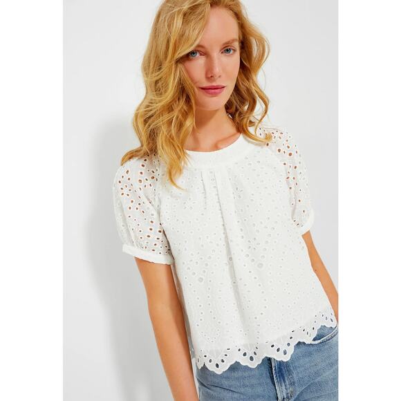 Tuckernuck Tops - TUCKERNUCK White Eyelet Fontalina Blouse NWT Size Large